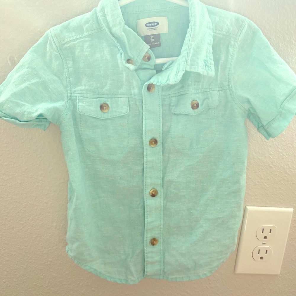 Aqua old navy button down- linen never worn!